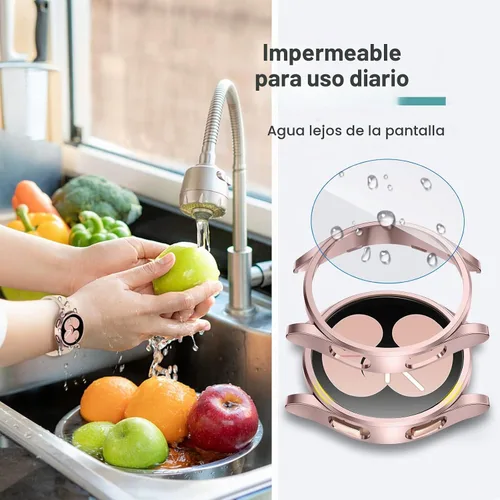 Vista 4 de Tensea - Paquete de 4 + 4: Protector de pantalla para Samsung Galaxy Watch 4 de 1.57 pulgadas, película protectora de vidrio templado