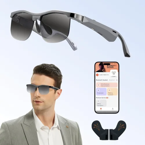 Vista 5 de AI Smart Sunglasses Bluetooth Translation App UV400 Viaje Conducción Pesca 160+ language support, open-ear audio, hands-free calling, voice