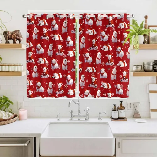 Vista 58 de Libaoge Cortinas de Navidad para cocina, dormitorio, juego de 2 paneles, diseño de muñeco de nieve de Navidad, cortinas de invierno con copos