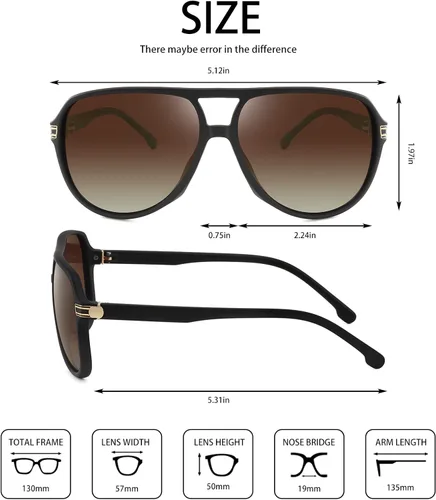 Vista 2 de POLARKING Lentes de sol polarizados de aviador para hombres y mujeres, doble puente cuadrado, gafas de sol deportivas, lentes de sol piloto