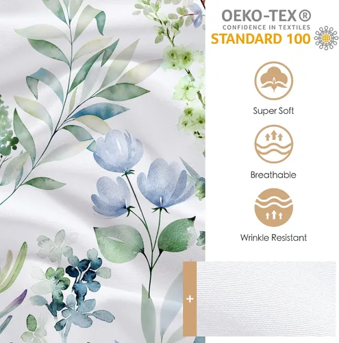 Vista 3 de YIYEA Sábana Bajera con Flores, Sábana Bajera de Bolsillo Profundo de Microfibra Cepillada Doble Premium Tamaño Individual, Sábana Bajera Inferior