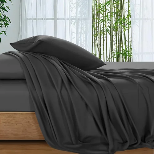 Vista 12 de SONORO KATE Sábanas 100% viscosa derivada de bambú tamaño matrimonial, sábanas ultra transpirables y refrescantes para personas que duermen con Beige