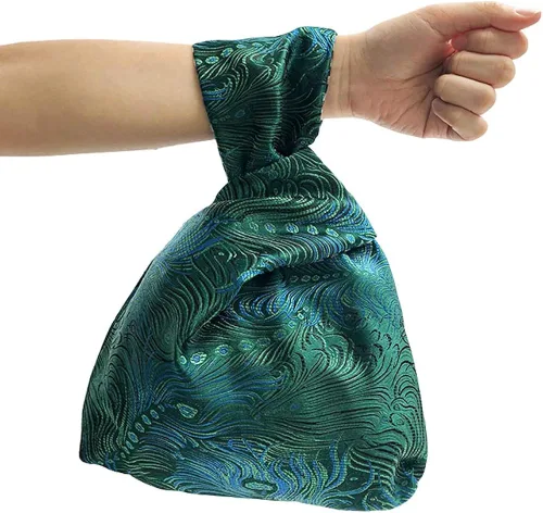 Vista 5 de BAR AUTOTECH - Bolsa de muñeca de algodón con patrón japonés y manga con nudos, bolsa portátil de lona, regalo para niñas, niños, esposa, mujeres