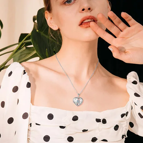 Vista 2 de POPLYKE Sterling Silver Locket Necklace That Holds Pictures Memory Locket Jewelry for Mom Daughter Grandma Mother's Day Gifts