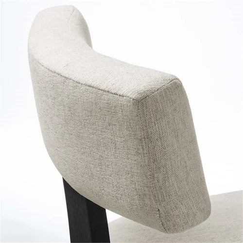 Vista 8 de Modway Nalani - Juego de 2 sillas de comedor sin brazos en tejido jaspeado negro marfil, sillas auxiliares contemporáneas con patas de madera