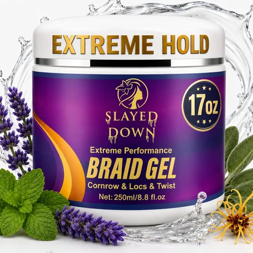 Vista 8 de Gel de trenzado para todo el día para trenzar cabello, cornrows, rastas, cerraduras y giros, sin escamas, control de bordes de larga duración, gel