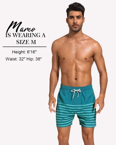 Vista 5 de SILKWORLD Quick Dry Mens Swimming Trunks with Compression Liner Bathing Suit Swim Shorts with Zip Pockets