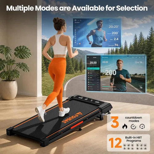 Vista 7 de Walking Pad, FOUSAE 6.2MPH Under Desk Walking Pad with 10% Incline, Treadmills for Home with Double Frame, 2.75HP Brushless Drive Treadmill, 12 HIIT