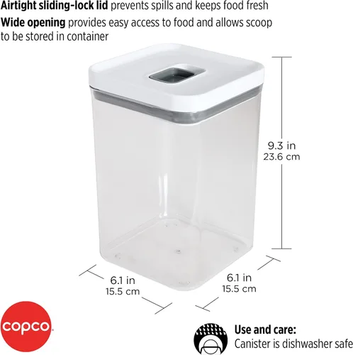 Vista 3 de Copco Contenedor de almacenamiento de alimentos y organización con tapa hermética, 4.43 cuartos de galón, transparente