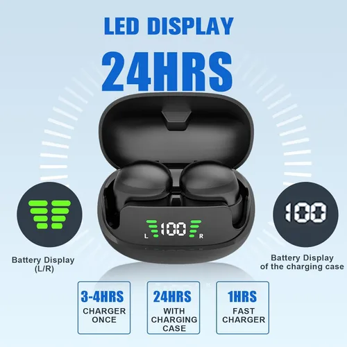 Vista 3 de Loluka Auriculares invisibles inalámbricos Bluetooth, discretos y pequeños ocultos con Bluetooth para el trabajo, auriculares inalámbricos