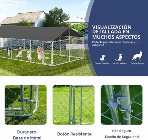 Vista 5 de Petony 236" x 118" Recinto para Perros al Aire Libre Perrera Resistente para Perros Casa Perrera de Malla Jaula Grande para Perros Perrera