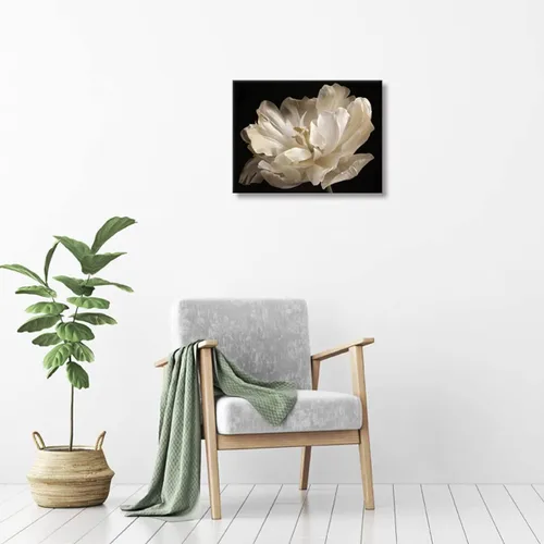 Vista 7 de Decoración de baño negro, tulipán blanco sobre fondo negro, arte moderno en lienzo para decoración de baño, arte de pared de baño, ilustraciones