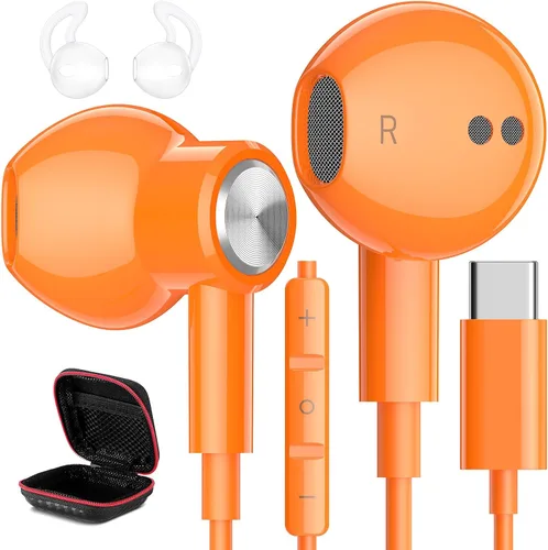 Vista 11 de iMangoo Auriculares USB C Tipo C para Samsung Galaxy S25 Ultra S24 Plus S23 S22 S21 S20 Auriculares Magnéticos con Cable HiFi DAC Micrófono