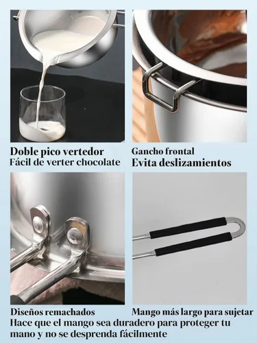 Vista 4 de Juego de olla de caldera doble, caldera doble de 40.6 fl oz, olla de acero