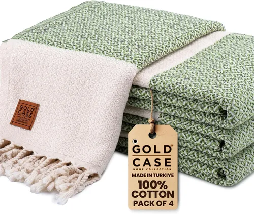Vista 47 de Gold CASE - Juego de 4 Toallas de Mano Turcas para Baño, 20 x 40 pulgadas, Toallas de Baño 100% Algodón, Toalla Pequeña de Cocina Aphrodite