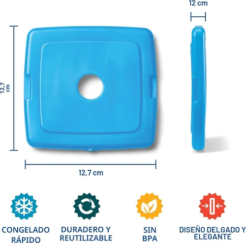 Vista 3 de Cool Coolers by Fit + Fresh, 4 Pack Slim Ice Packs, Space Saving Reusable Ice Packs for Lunch Boxes or Coolers
