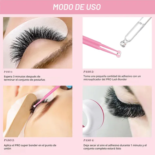 Vista 4 de PRO - Adhesivo de pestañas para extensiones de pestañas, acelerador de pegamento con 10 hisopos de algodón, sellador de extensiones de pestañas