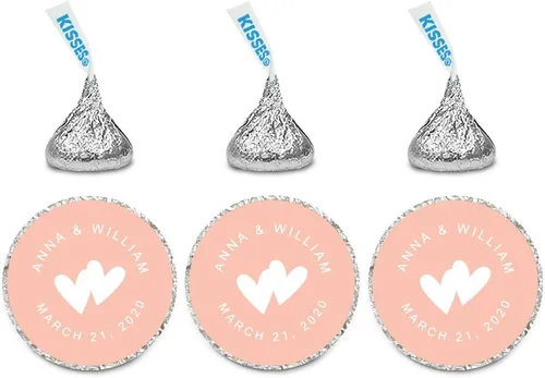 Vista 28 de Andaz Press Etiquetas personalizadas de gota de chocolate para boda, nombres y fecha redondos, turquesa aguamarina, paquete de 240, personalizadas