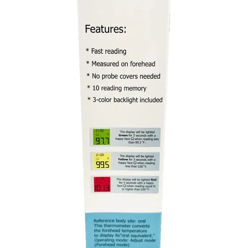 Vista 4 de BESTMED - Termómetro infrarrojo de 1 segundo lectura para niños y adultos DET-306 para frente Indicador de 3 colores, sin contacto Alarma