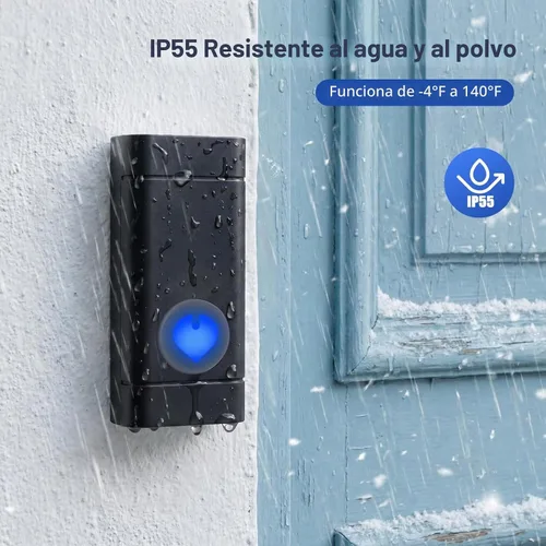 Vista 4 de Campanas de puerta inalámbricas para hogares, kits de timbre con 1 transmisor, 1 receptor, funcionamiento impermeable a un rango de 1000 pies, 48