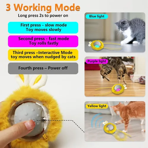 Vista 4 de Juguetes interactivos para gatos activados, juguetes de ejercicio súper potentes para gatos de interior (gris)