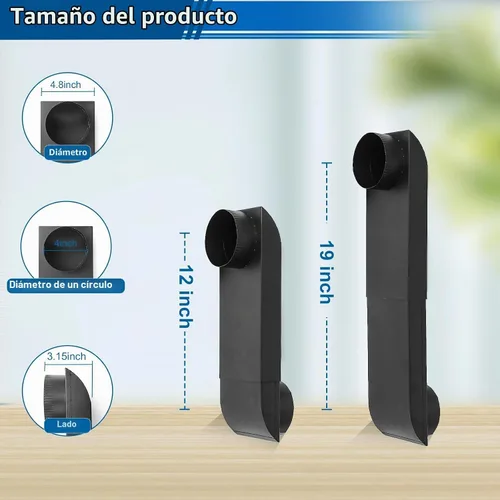 Vista 2 de Periscopio de ventilación ajustable para secadora de 12 a 19 pulgadas, conducto de ventilación telescópico para espacios reducidos, adaptador