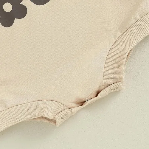Vista 5 de Ropa de bebé recién nacido, sudadera con estampado de letras de amor, mameluco de una pieza para otoño e invierno