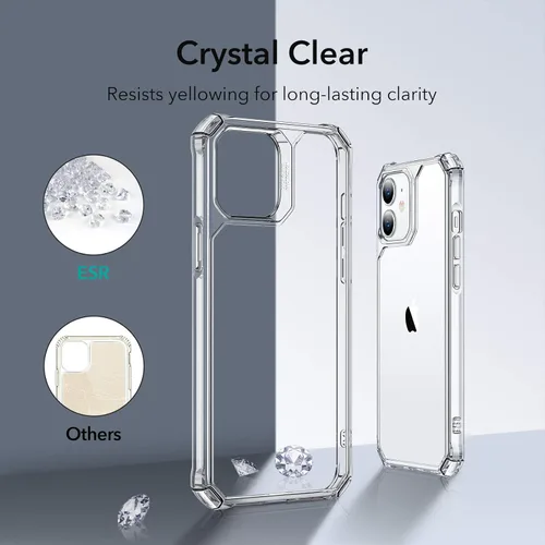 Vista 5 de ESR Funda para iPhone 12/iPhone 12 Pro, protección de grado militar, esquinas de protección de aire a prueba de golpes, parte trasera resistente al