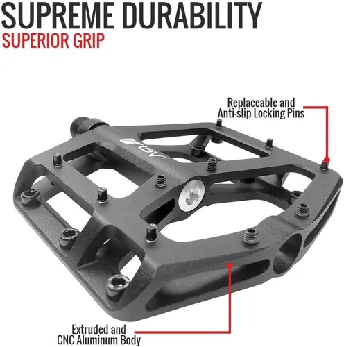 Vista 3 de BV Bike Pedals with Replaceable Pins Flat, Lightweight & Durable Bicycle Pedals with Great Grip Made of Alloy Steel & Plastic - Ideal for BMX