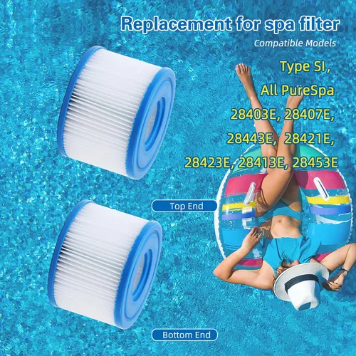 Vista 3 de Filtro de spa tipo S1, cartucho de repuesto para varias bombas PureSpa 29001E, 28403E, 28407E, 28421E, 28423E, 28413E, filtro de bañera