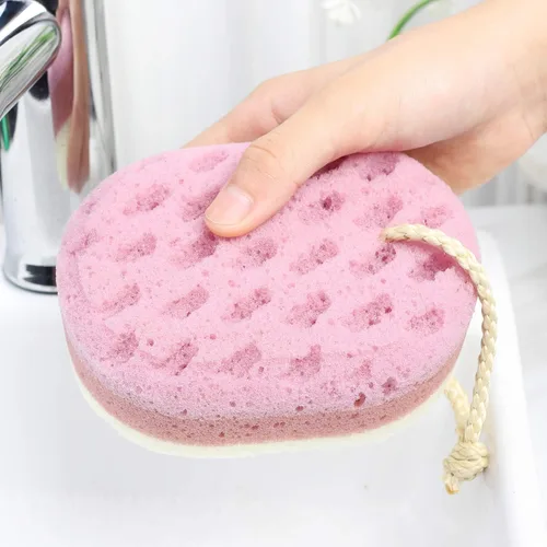 Vista 4 de Esponja de baño para mujeres, hombres, adultos, niños, 3 piezas. Esponja de esponja para baño, esponja corporal para baño, accesorios de baño