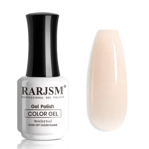 Vista 45 de RARJSM Esmalte de uñas en gel color albaricoque, dorado con brillantina, neutro, transparente, color nude, esmalte de gel para remojar para remojar