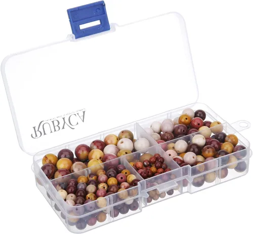Vista 32 de RUBYCA Caja organizadora de cuentas sueltas redondas de turquesa africana natural, fabricación de joyas, tamaños mixtos