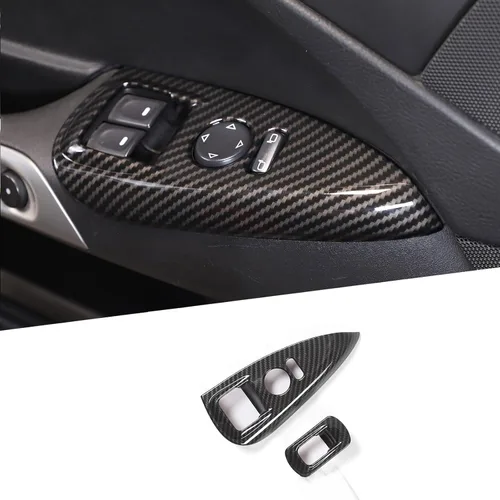 Vista 9 de Cubierta de panel de botón de elevación de vidrio para ventana de automóvil, compatible con Chevrolet Corvette C6 2005-2013, accesorios interiores