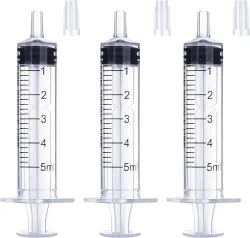 Vista 23 de Jeringa de 1 ml para líquido, oral, laboratorios científicos, medición, dispensación, con tapa - Paquete de 3 jeringas de 1 ml