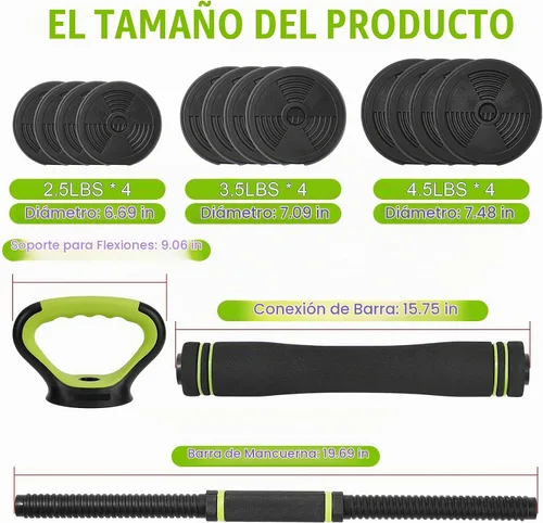 Vista 2 de Mancuernas ajustables, juego de pesas libres de 44/66/88 libras con conector, juego de mancuernas de peso 4 en 1 utilizado como kettlebells, barra