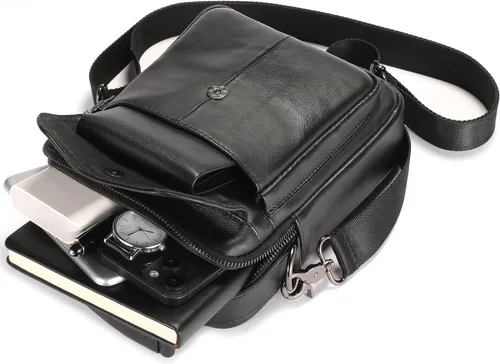 Vista 4 de Bolso de hombro de cuero para hombre, bolso cruzado casual, bolso de mensajero vintage de viaje, bolso multifunción
