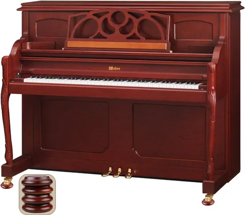 Vista 6 de 4 piezas de tazas de ruedas de piano vertical de madera maciza, tazas de ruedas para muebles, tazas de ruedas con almohadillas de fieltro