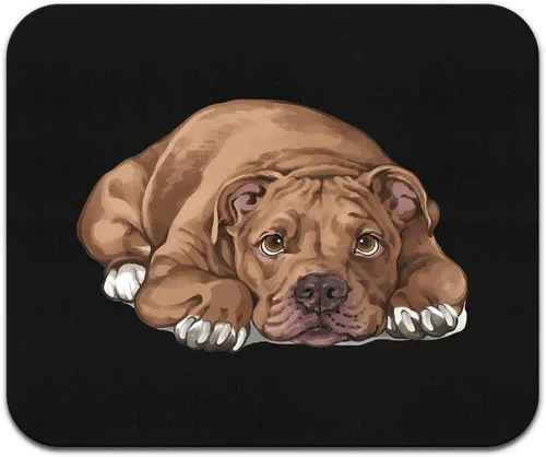 Vista 2 de WIRESTER Alfombrilla de mouse rectangular antideslizante, tapete de mouse rectangular para perro American Pit Bull Terrier acostado y mirando hacia