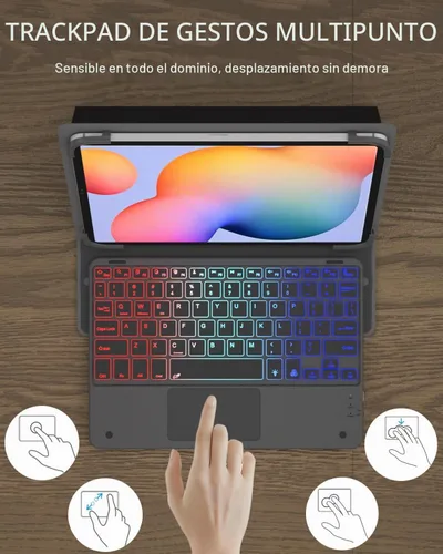 Vista 5 de Teclado Universal para Tableta con Funda de Touchpad para Tabletas de 9", 9.7", 10.1", 10.2", 10.5", 10.9", 11", Teclado Inalámbrico