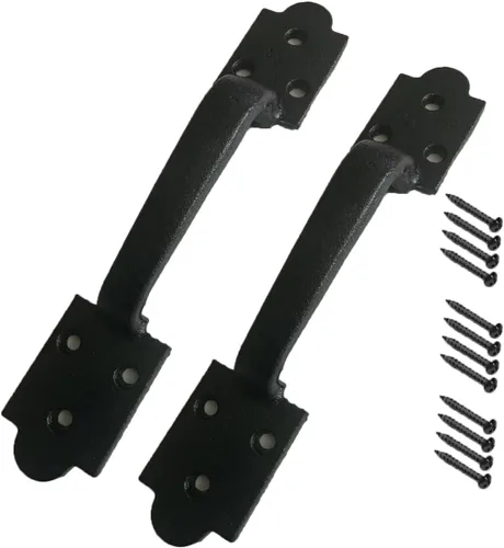 Vista 27 de Tirador Clásico de Puerta – Tirador de Acero Resistente para Portones, Puertas de Granero, Cercas Exteriores, Negro, 7 Pulgadas