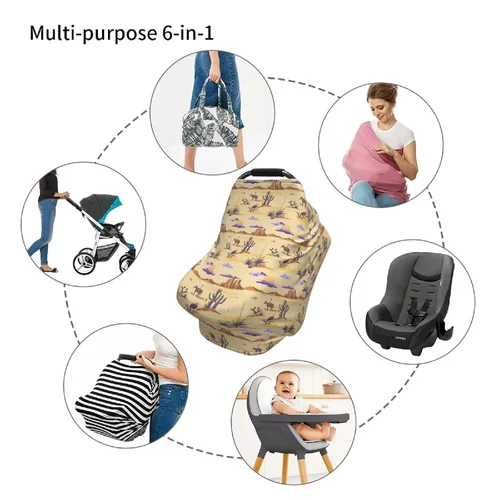 Vista 5 de Lindas fundas de asiento de automóvil del oeste para bebé, cubierta multiusos para asiento de automóvil de lactancia materna, funda de cochecito
