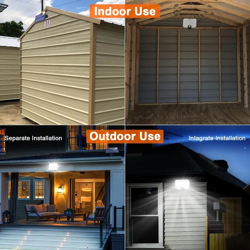 Vista 5 de Luces solares con sensor de movimiento para exteriores, impermeables, 3 modos, funciona con energía solar, luces de cobertizo del atardecer al
