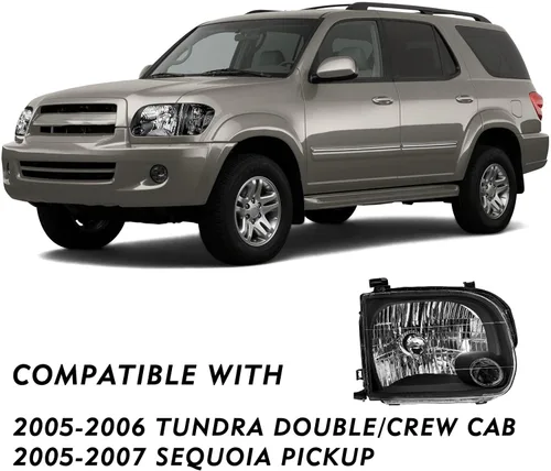 Vista 4 de Conjunto de faros delanteros TUSDAR para Toyota Tundra 2005-2006 Doble/Crew Cab Carcasa negra