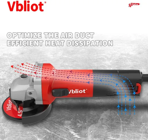 Vista 3 de Herramienta Amoladora Angular, Amoladora Eléctrica de 6.5 Amperios de 4-1/2 Pulgadas con Interruptor Ergonómico Antideslizante Lateral para Corte
