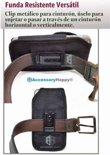 Vista 4 de Funda de nailon para cinturón de teléfono celular de grado militar para Android Samsung iPhone 16, 16 Pro, 15, 15 Pro, 14, 14 Pro, 13 Pro, 12, 12