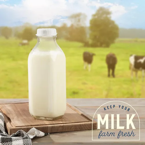 Vista 3 de kitchentoolz Botellas de leche cuadradas de vidrio de 32 onzas con tapas, recipiente de leche de vidrio perfecto para refrigerador, jarras de 1