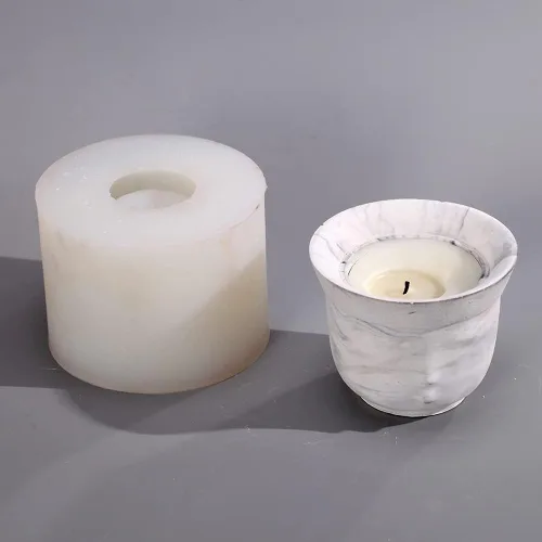 Vista 3 de NICOLE Molde de soporte de vela Moldes de silicona para macetas de hormigón para decoración de escritorio de hormigón, florero, fabricación de SH0649
