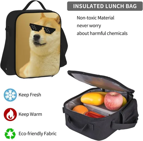 Vista 5 de Juego de mochila unisex de 3 piezas con bolsa de libros + estuche + lonchera combinada (compatible con divertidos lentes de sol Doge Thug Life)