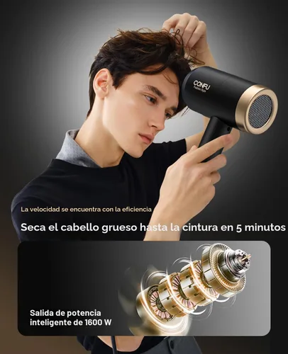 Vista 2 de Secador de pelo, secador de pelo CONFU con difusor, secador de pelo profesional 21000PRM, secador de pelo iónico negativo portátil ligero de secado